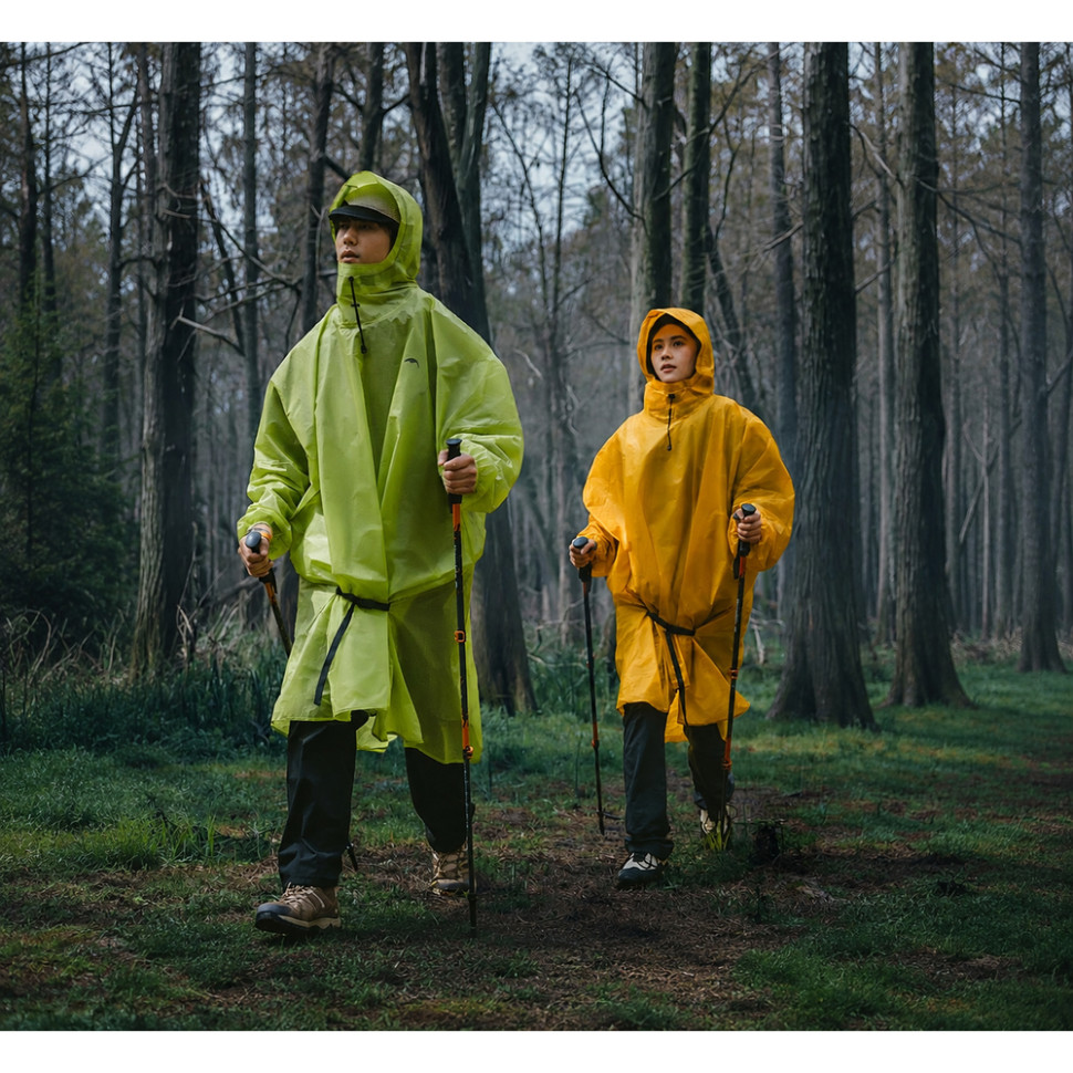 Дощовик-пончо легкий з рукавами Naturehike CNK2620FS011, L, жовтий