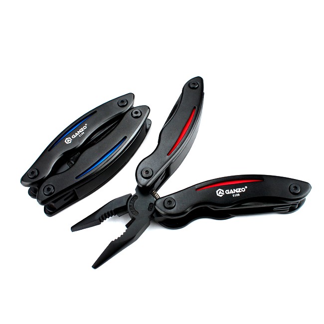 Мультитул Ganzo G109, (16.5 см) 10 функцій, чорний з червоним + чохол