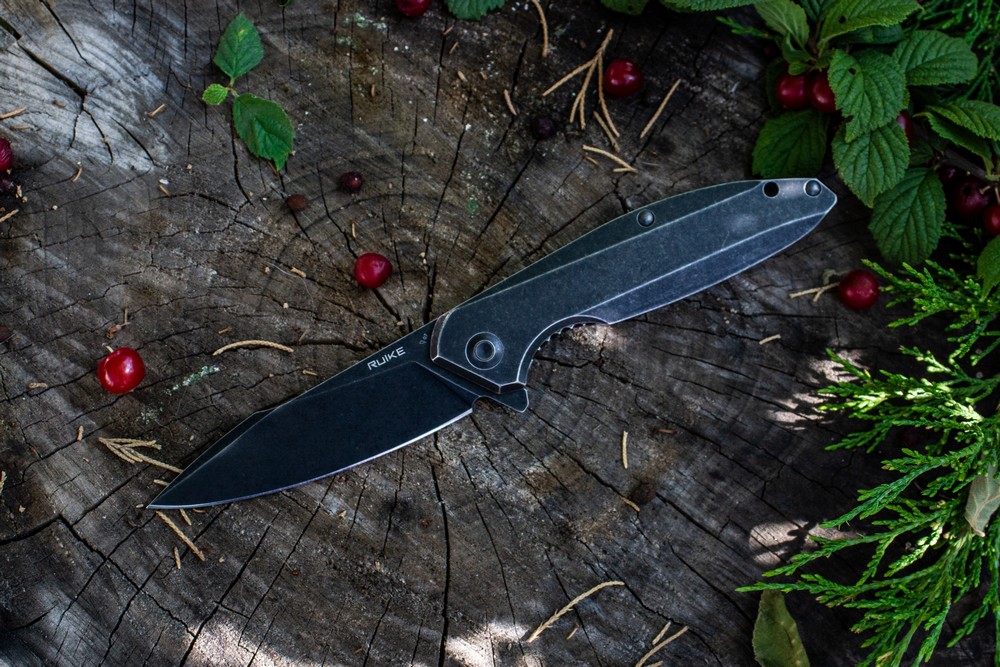 Ніж складаний туристичний Ruike P128-SB, (9.3 см) 14C28N / 3cr14n чорний