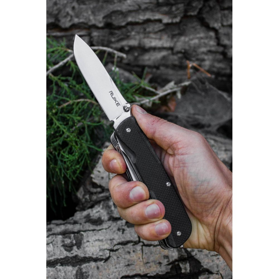 Багатофункціональний ніж Ruike Criterion L51, (8.5 см) 12C27 / G10 чорний, 23 інстр.