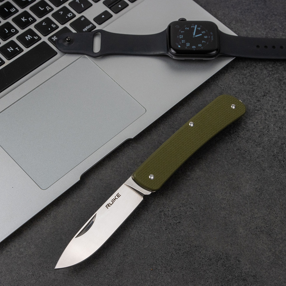 Багатофункціональний ніж Ruike Criterion L11, (8.5 см) 12C27 / G10 зелений, 3 інстр.