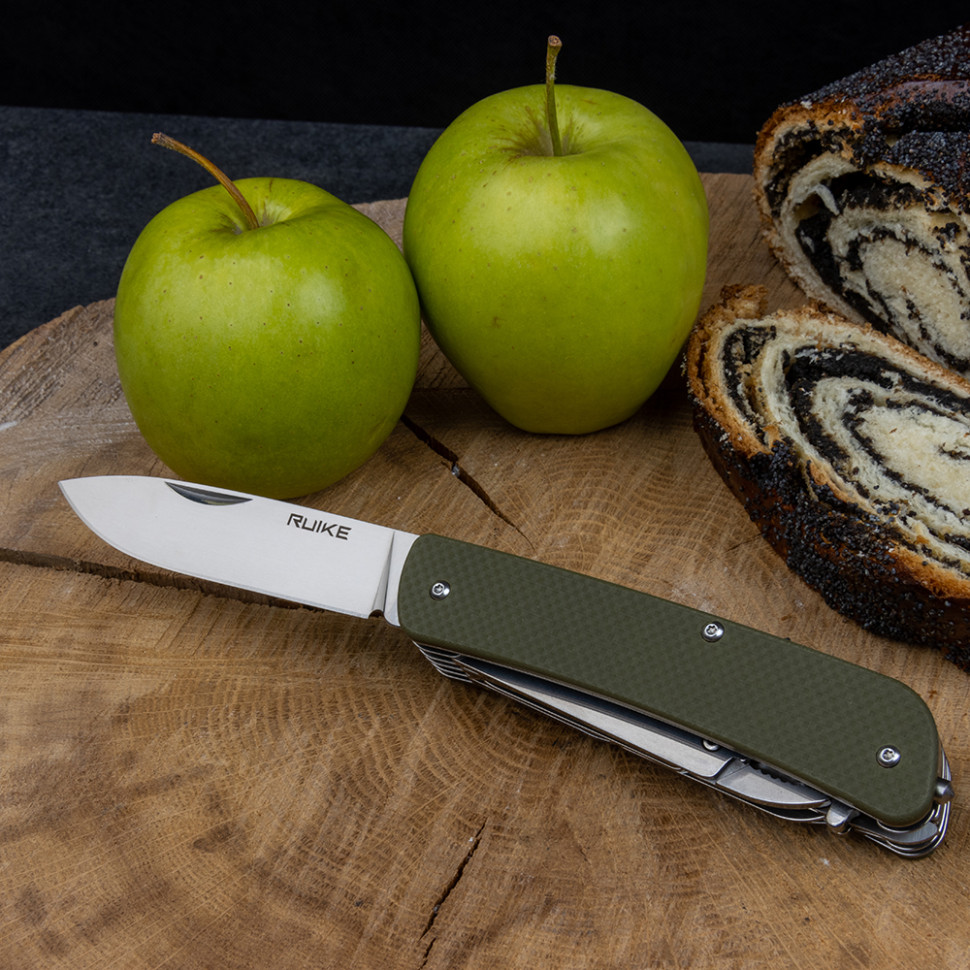Багатофункціональний ніж Ruike Criterion L51, (8.5 см) 12C27 / G10 зелений, 23 інстр.
