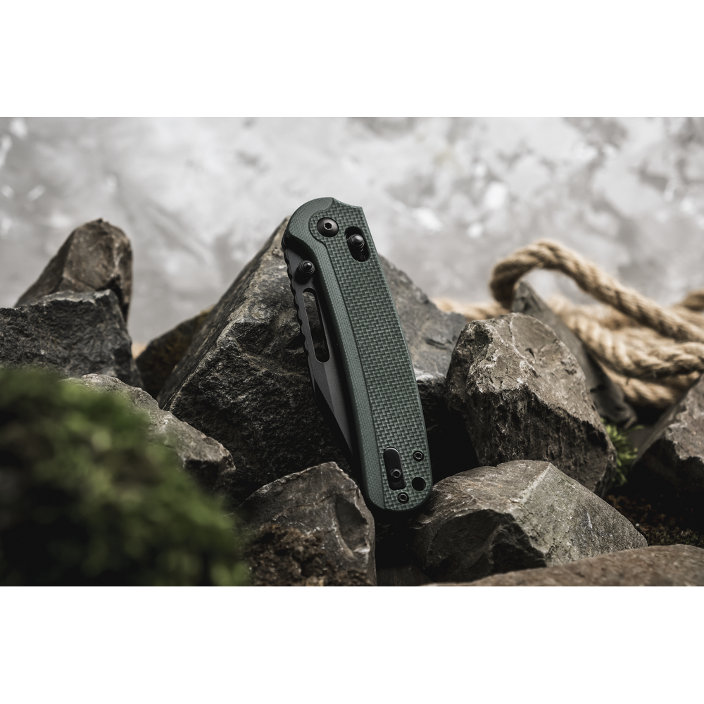 Ніж складаний туристичний Ganzo G768PT (8.8 см) D2 / G10 синьо-зелений, чорний клинок