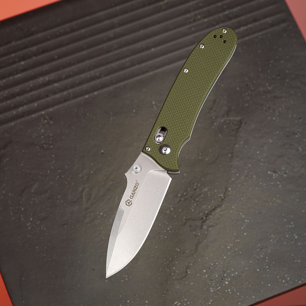 Ніж складаний туристичний Ganzo D704 (8.5 см) D2 / G10 зелений