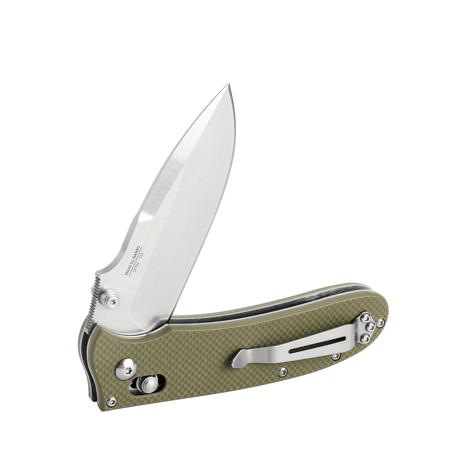 Ніж складаний туристичний Ganzo D704 (8.5 см) D2 / G10 зелений