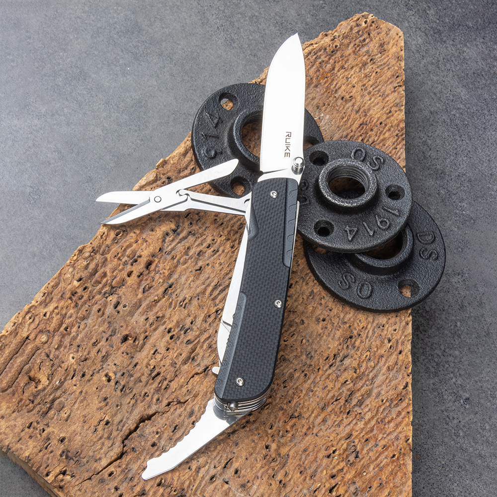 Багатофункціональний ніж Ruike Trekker LD31-B, (8.5 см) 12C27 / G10 чорний, 14 інстр.