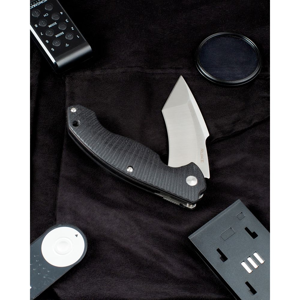 Ніж складаний туристичний Ruike P851-B, (8.9 см) 14C28N / G10 чорний